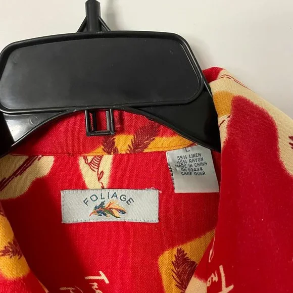 Foliage Tropical Short Sleeve Button Up Camp Shirt Large - Picture 2 of 3